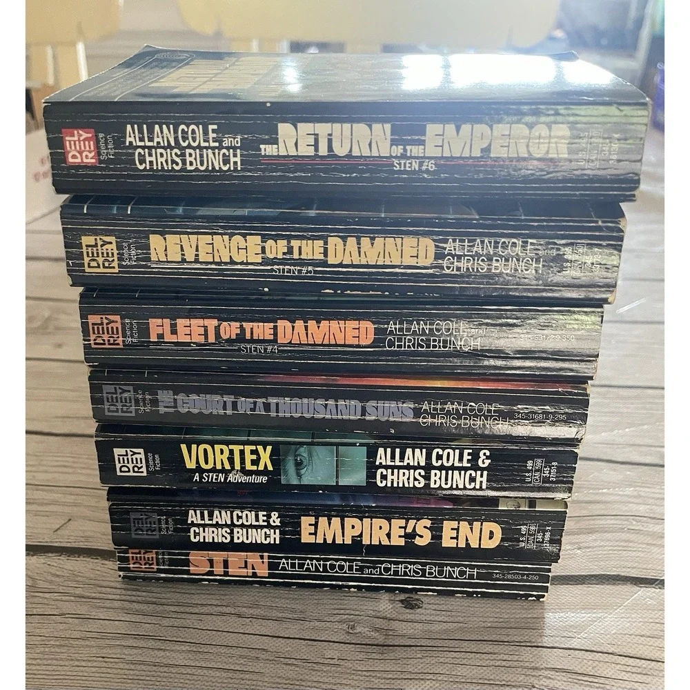 Sten/Del Rey Lot of 7 Sci-Fi Novels By Allan Cole & Chris Bunch Preowned